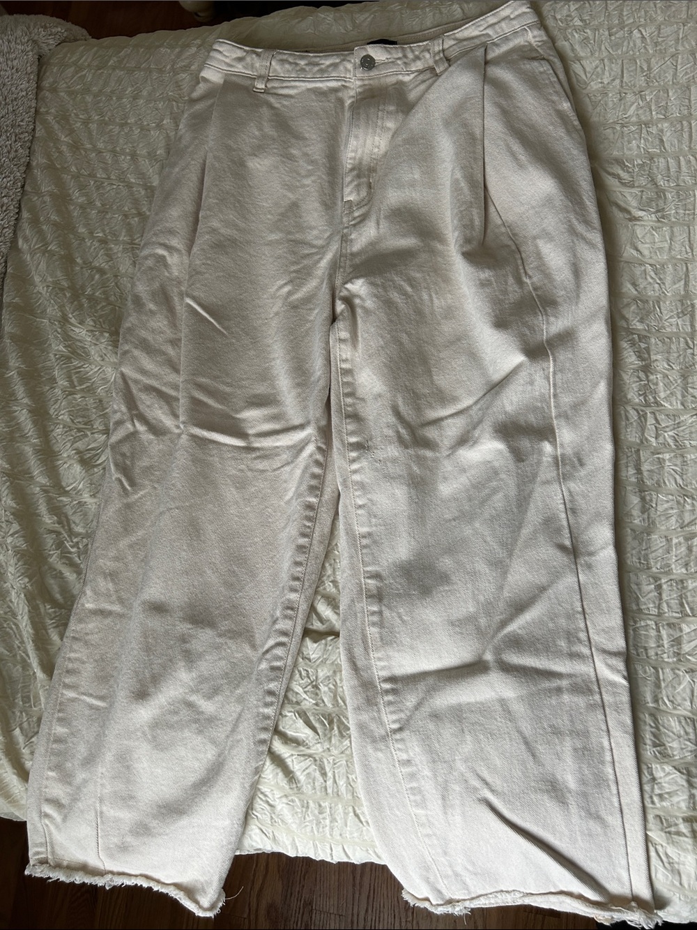 BDG Cream Relaxed Chino-Style High-Rise Pants